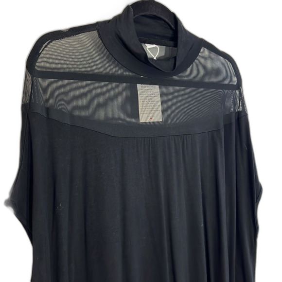 Loose Mock Neck Sheer Collar Solid Bodice Black Size Small NWT - Picture 2 of 8